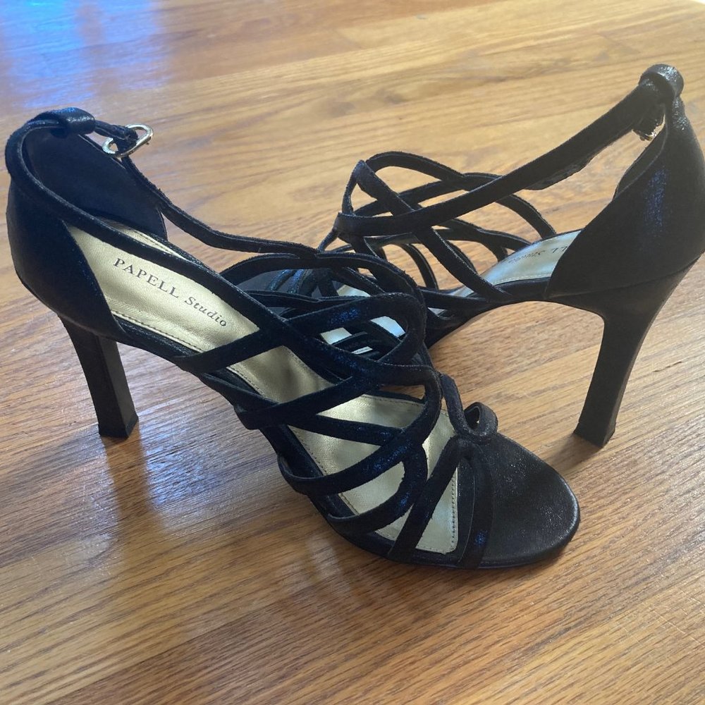 Papell Studio Black Strappy Heels - Picture 8 of 16